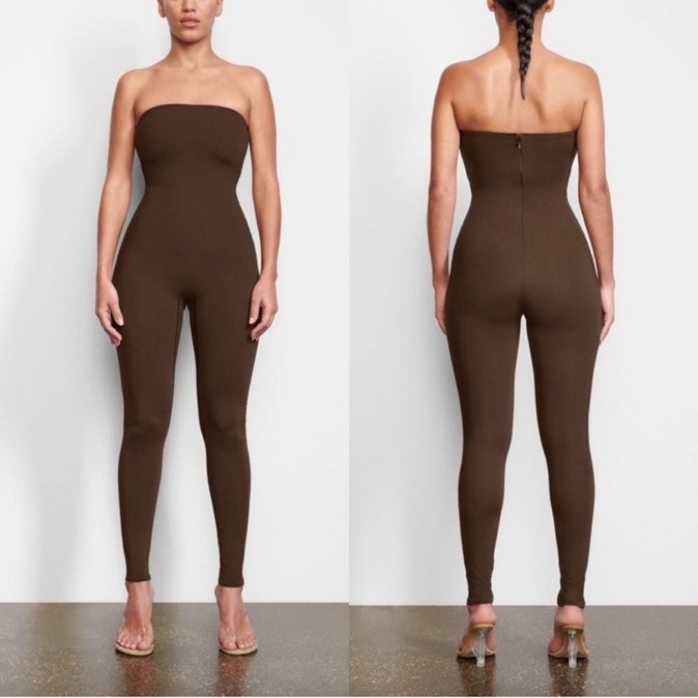 Skims All in One Strapless One Piece Jumpsuit in Cocoa XXS
